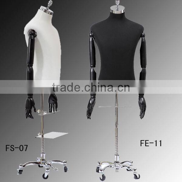 Half body torso male mannequins dressmaker mannequin,schaufensterpuppe holzarm