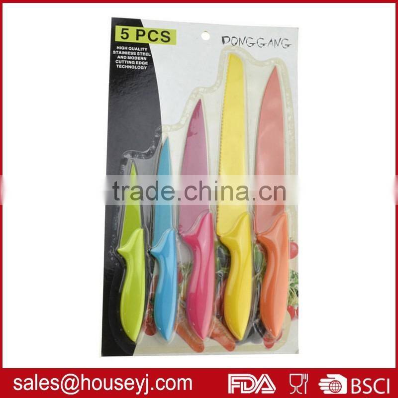 5 pcs non stick color kitchen knife set