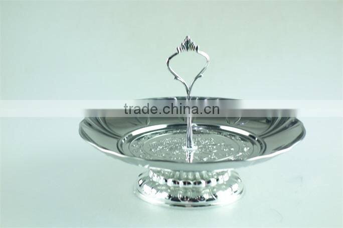 stainless steel stock Ceramic one layer silver cake stand holder fruit plate