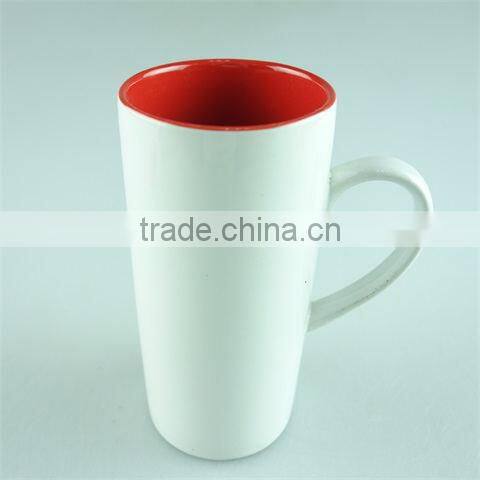 Wholesale porcelain Red mug ,Lovely chocolate mug, cheap glazed ceramic mug