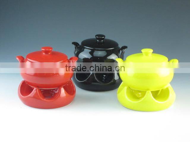 red,yellow,balck color ceramic type casserole set
