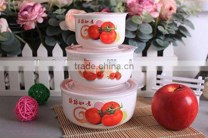 porcelain fresh bowl with plastic lid,fruit