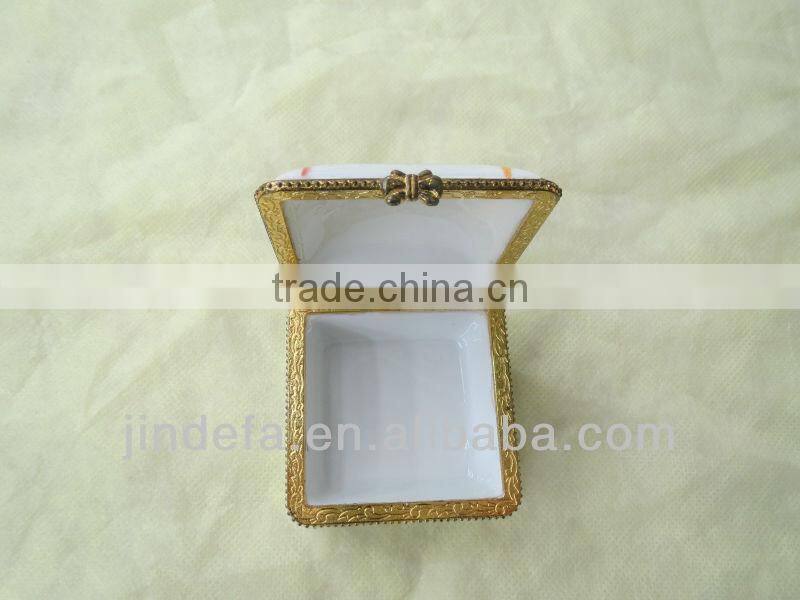 square ceramic jewelry box/royal porcelain jewelry box
