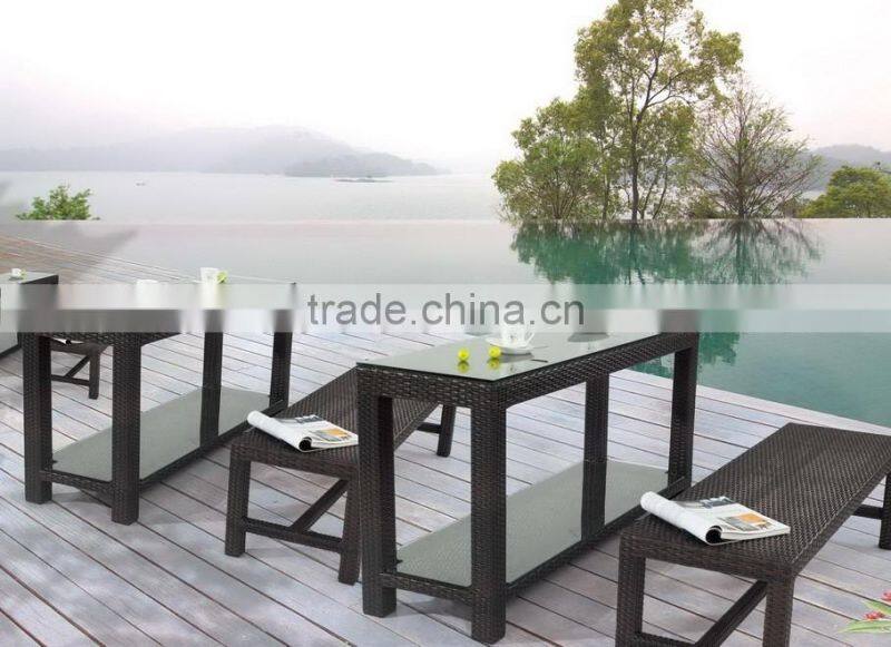 Recliner bench chair and table