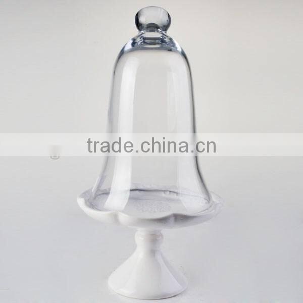 top grade high temperature resistance cake dome set glass cover with glass pedestal