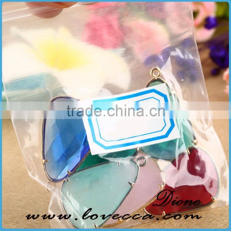 Wholesale gold/silver plated glass bezel pendant ,glass stones with brass frame