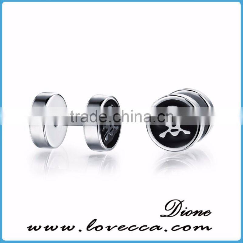 Skull Patern Body Steel Jewelry Piercing Barbell Tunnel Plug Stud Earrings