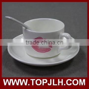 sublimation coated white porcelain small fancy coffee cup set