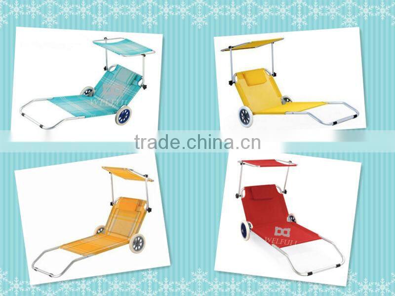 Folding beach chair with wheel, beach chair with sun shade