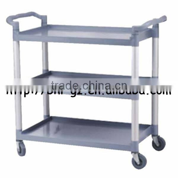 Guangzhou hotel and restaurant supplies stainless steel two tier mobile kitchen island breakfast bar food food trolley C265
