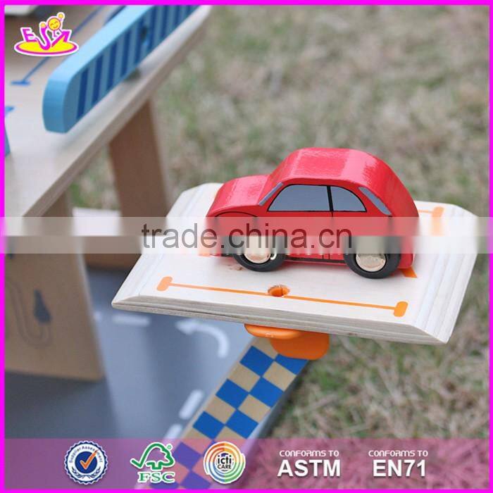 2017 new products children parking toy wooden toy garage set W04B048