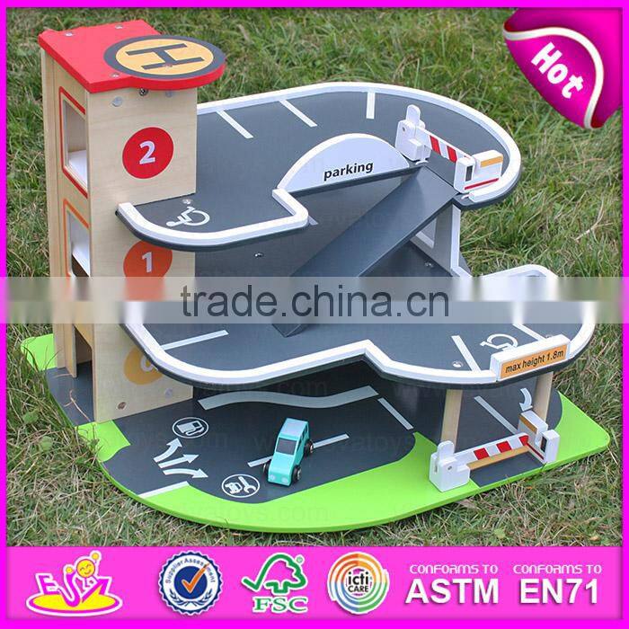 2016 new products interesting children wooden toy car parking garage for sale W04B044