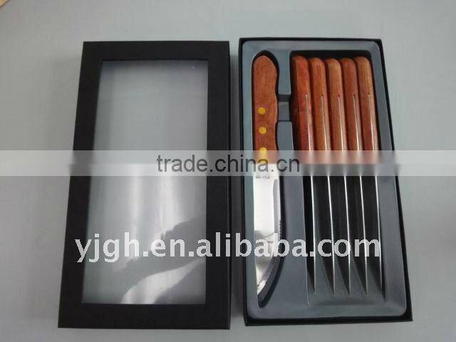 unique steak knife sets with wood handle curved stainless steel kittchen knife