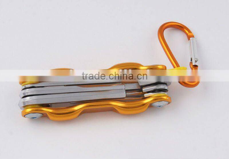 2014 new Stock pocket mini multi aluminium oxide promotion bike keychain tools 601-6a