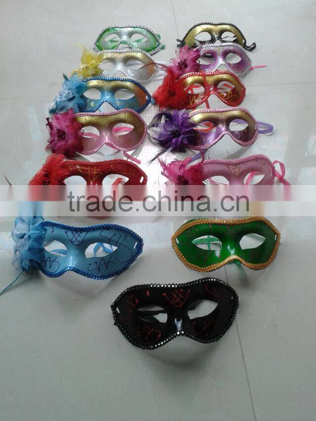 party mask with Flowers and feathers decoration accessory