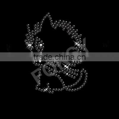 Rhinestone hotfix transfer Blue cat,foil heat transfers