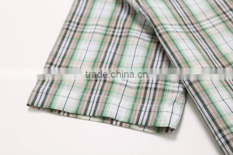 plaids 100% Organic Cotton Yarn dyed shirt, Men casual short sleeve shirt