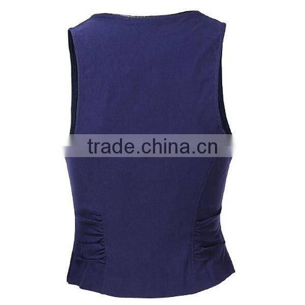 women's elegant perfect fitting navy blue cotton vests