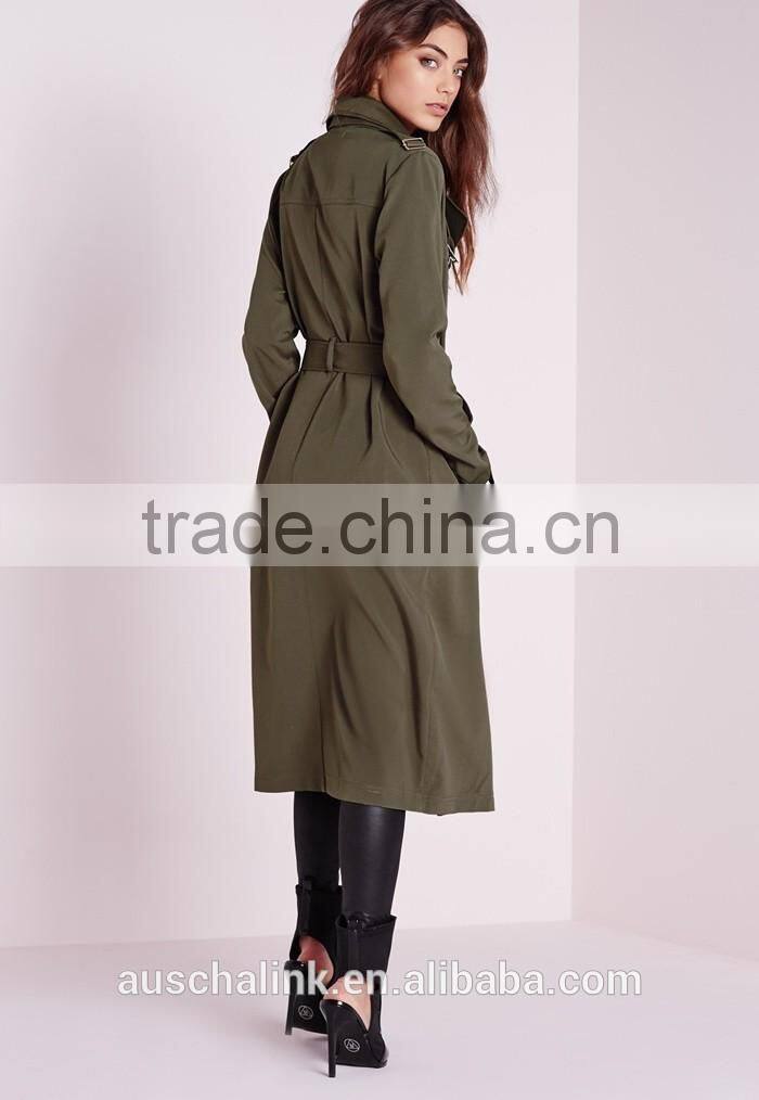 hot sale european style women khaki military trench coat