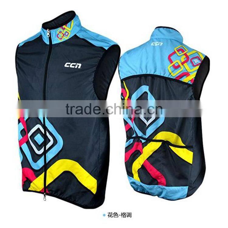 New style OEM fully sublimation printing sports cycling wind breaker vest/sleeveless/gilets