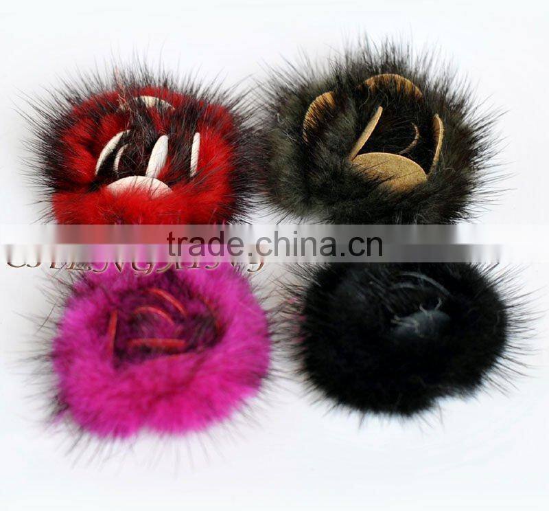 CX-A-44 Small Size Mink Fur Flower Coat Brooch Pin