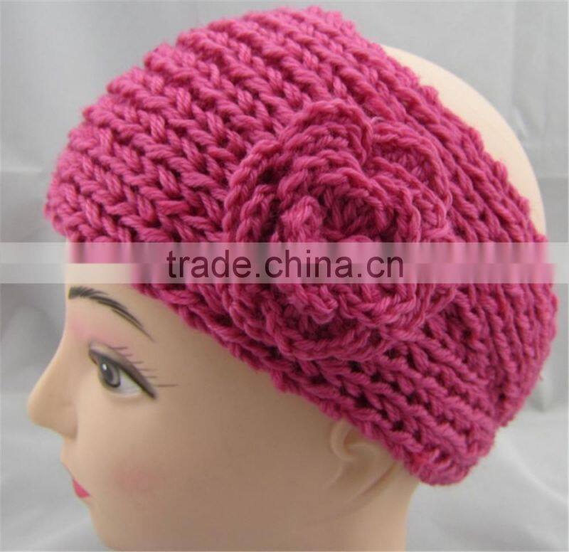 handmade knit crochet flower headband,knit headband ear warmer,knit ear warmer headband