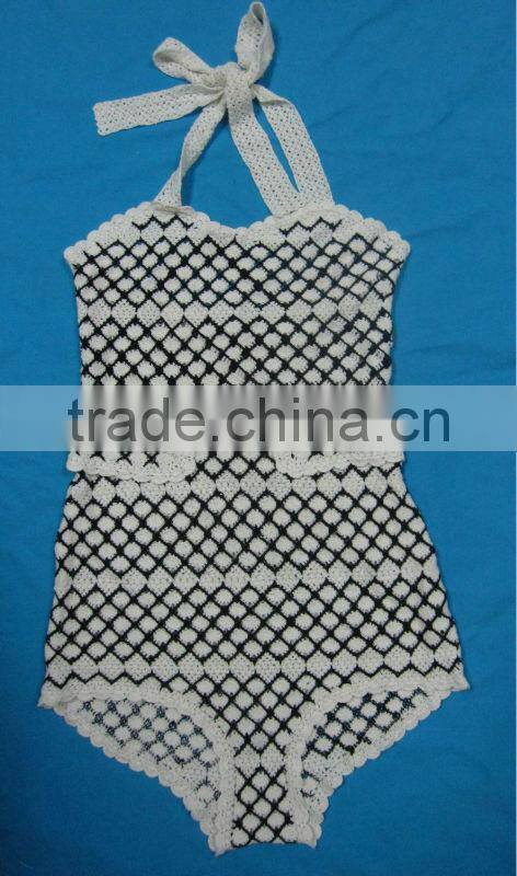 black white crochet swimsuit