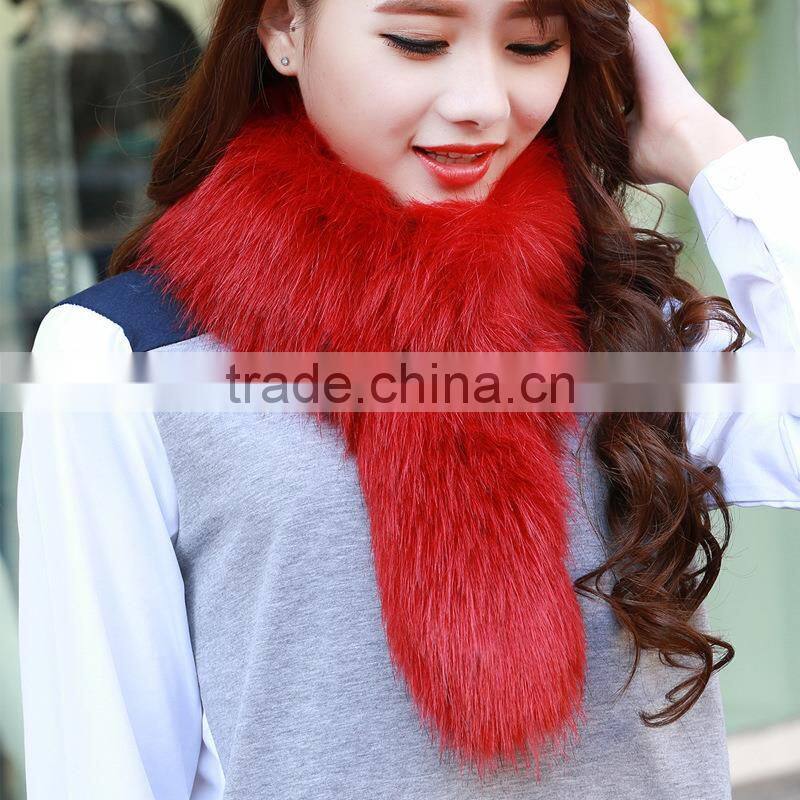 Pure colour Fox Fur Shawl Beige Thick Faux Fur Scarf