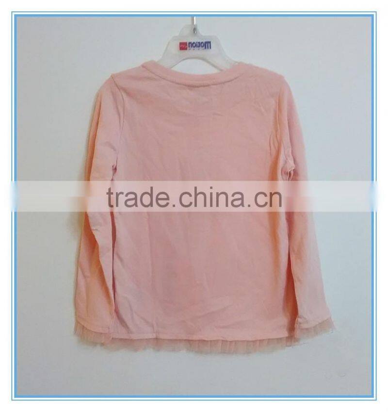 OEM 100% cotton children girls long sleeve shirt, girls t shirts with printing