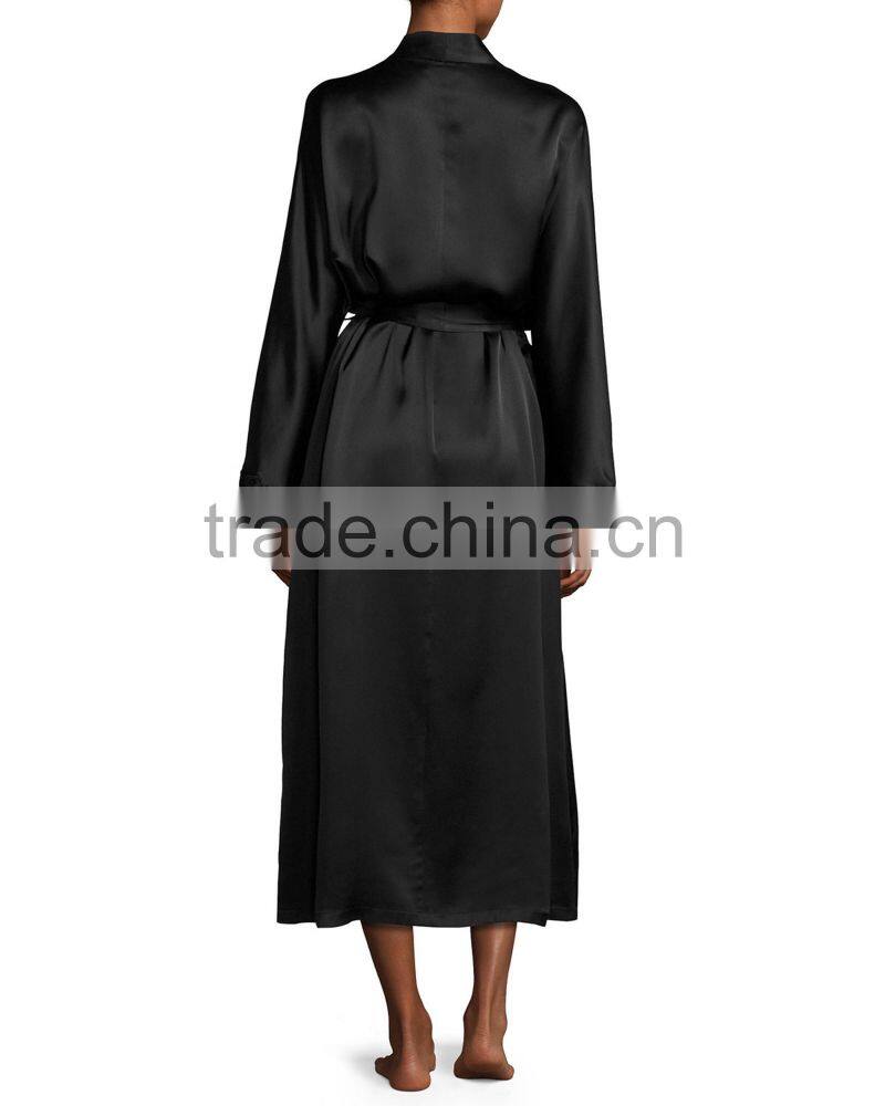 ALT17 Custom wedding robe, lace trim brides robe, dressing gown-bridal shower gift, silk long robe