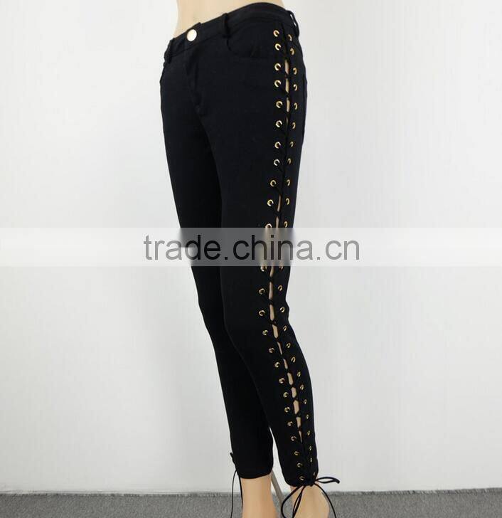 M1161 Runwaylover cross bandage tight pants autumn pants