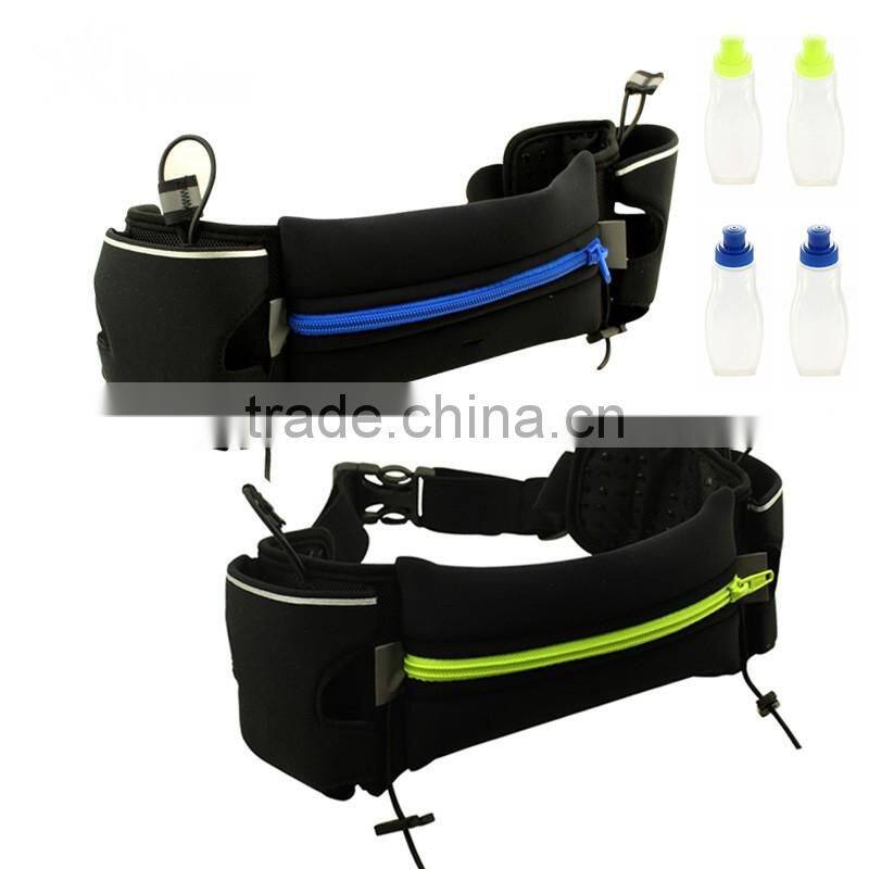 Hydration Running Belt with 2 BPA Water Bottles - Sports Water Belt Pockets Fits Most Smartphones - Accept Custom Logo & Color