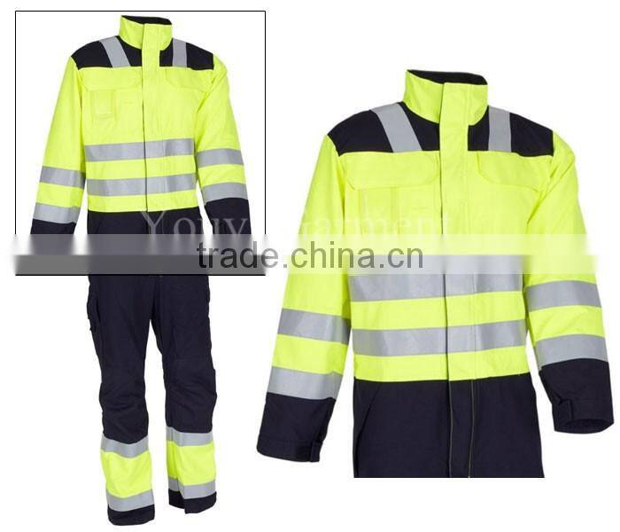 2 tone hi visibility taped antistatic workwear coverall