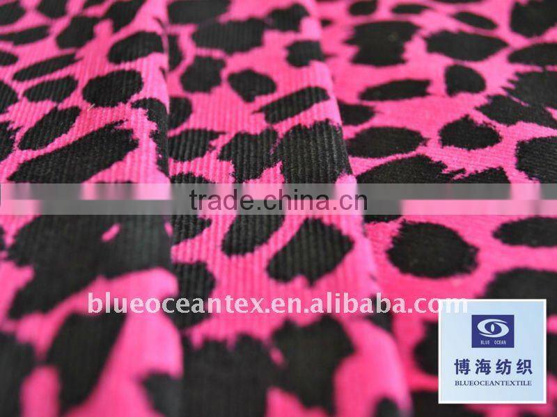 100% cotton corduroy 18 wales 21x21/51x134 57/58" leopard print fabric leopard print corduroy
