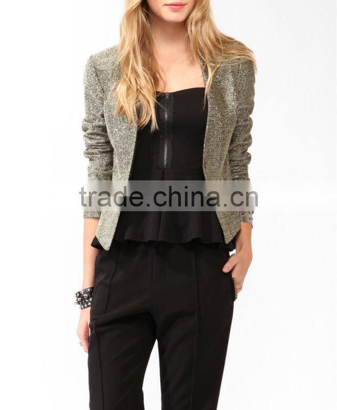 Metallic Single Button Blazer