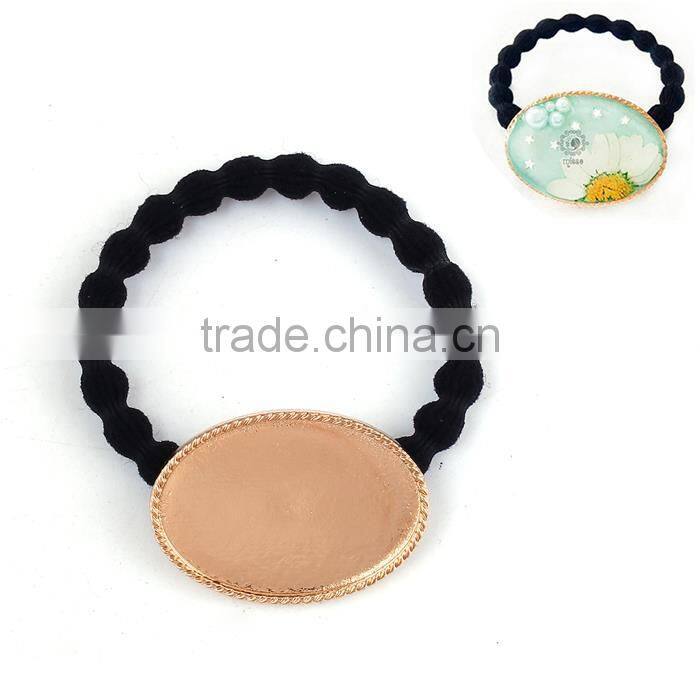 Zinc Based Alloy DIY Resin Mold For Jewelry Making Hair Ties Oval Gold Plated & Black