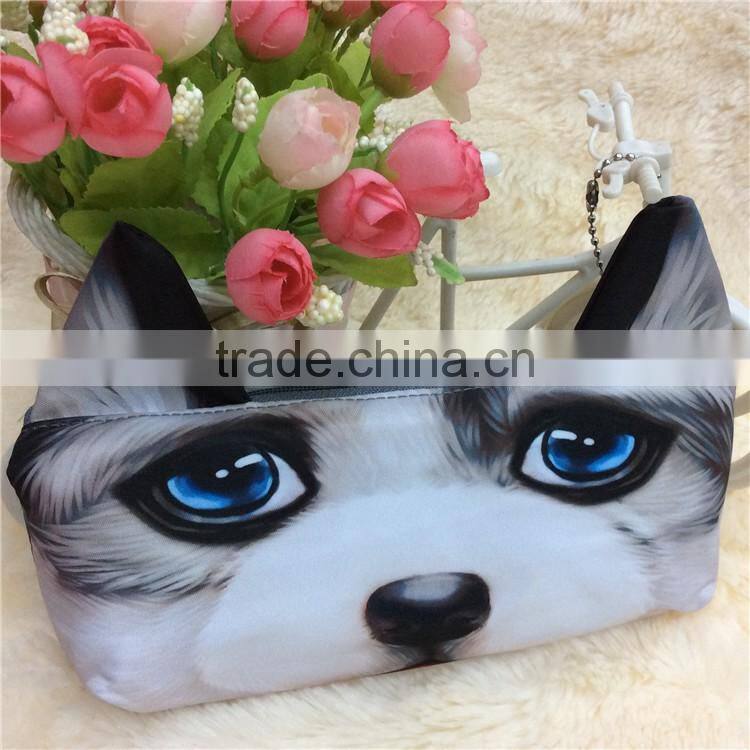 Hot sale custom 3D cool animal printed pencil bags for kids