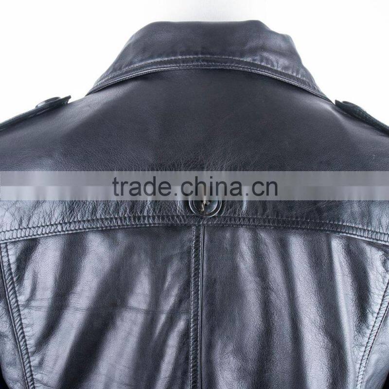 DOUBLE PRESS OFFICER LEATHER COAT SHEEP LEATHER