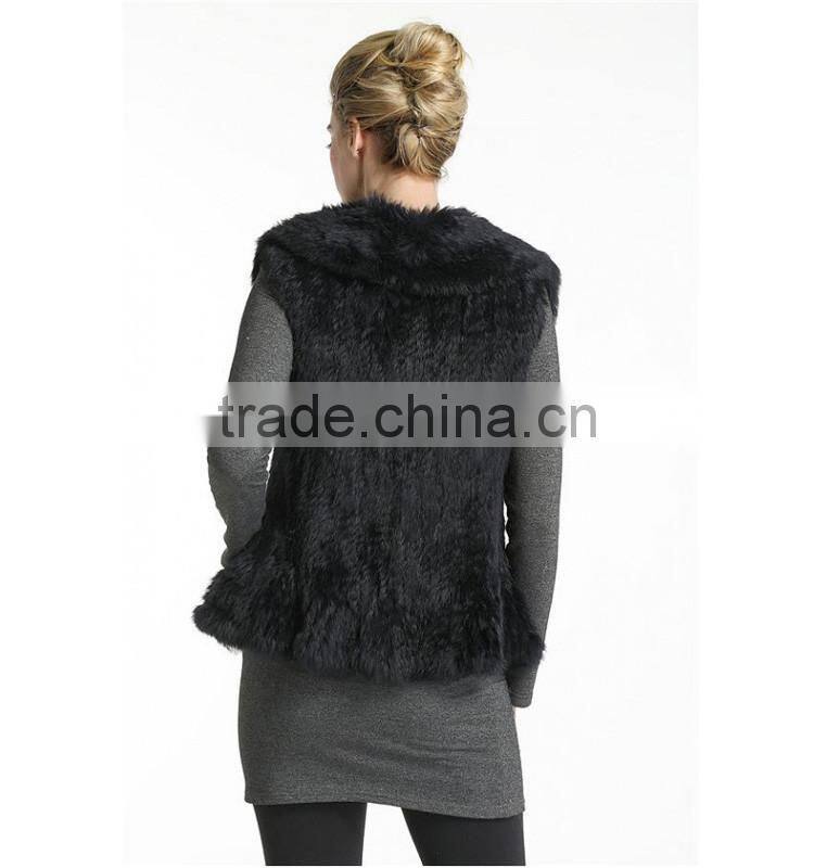 SJ347-01 Women Knitted Rabbit Fur Vest/Gilet/Waistcoat