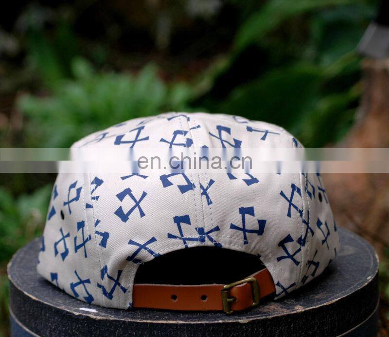 Leather Patch Digital Printing 5 Panel Cap
