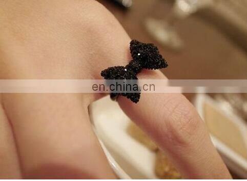 2017 New Stlye Vintage Adjustable Fully-jewelled Simulated Diamond Fashion Black Color Party Butterfly Rings For Women