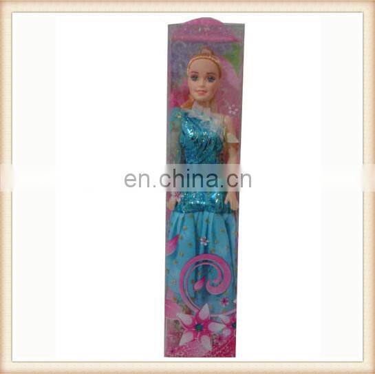 11" plastic toy blue gaudery big dress girl doll