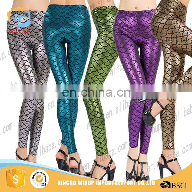 Women Stretchy snakeskin Fish scale mermaid Printing Jeggings seamless Leggings