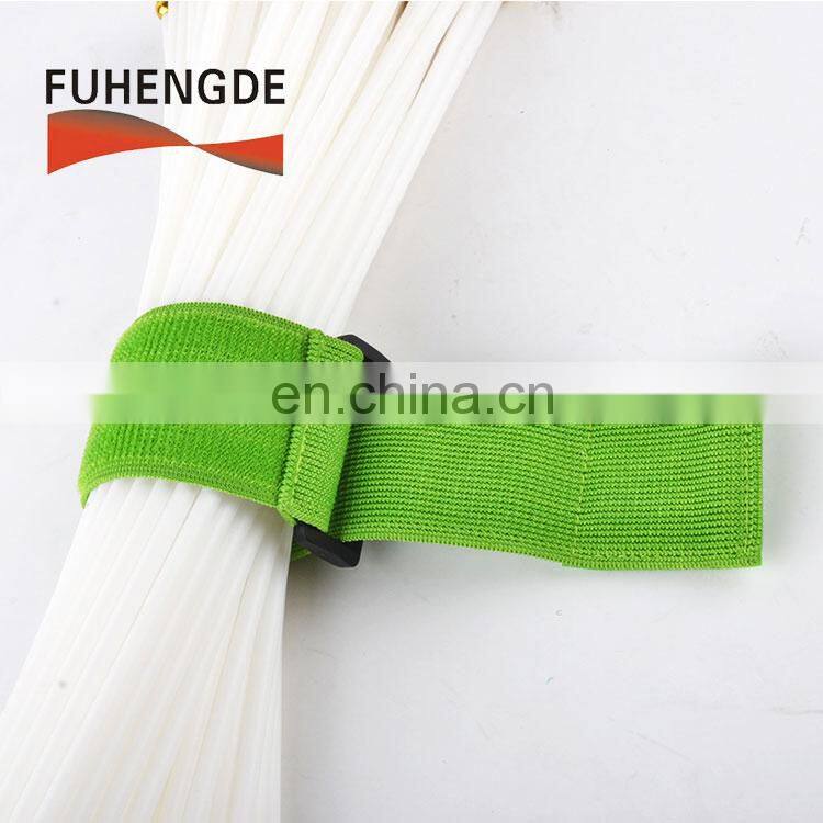 Any length is OK for elastic hook and loop strap with plastic buckle