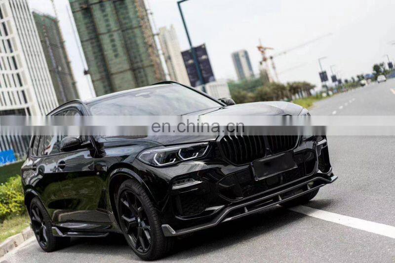Runde Carbon Fiber Material Black Samurai Style Front Lip Rear Lip Side Skirt Grille Top Wing Spoiler For BMW X05 G05 Body Kit