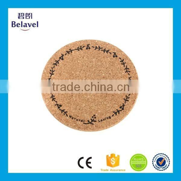 Bulk cheap eco-Friendly custom cork round print coaster