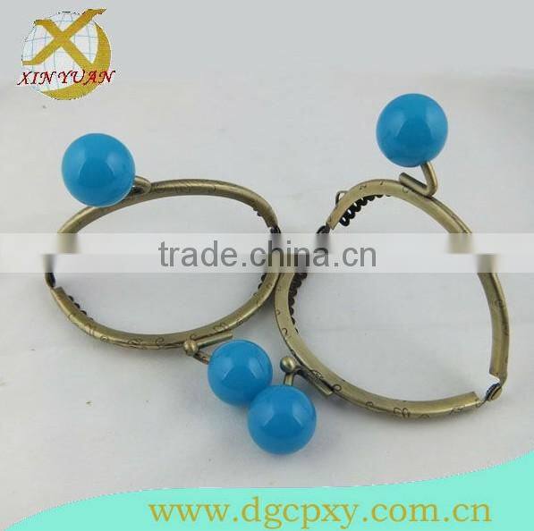 Top quality antique brass fashion DIY sewing blue candy head metal purse frames