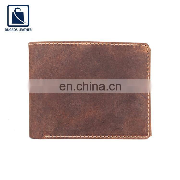 Open Closure Type Polyester Lining Material Buff Antique Fitting Wholesale Men Genuine Leather Wallet/ Men Wallet
