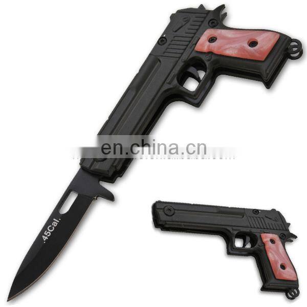 5.9 Inch Gun Shaped Aluminum Handle Mini Folding Camping Cheap Pocket knife