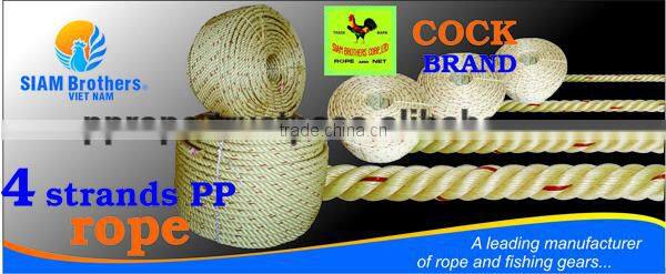 4 strands polypropylene marine pp rope with UV protection and waterproof